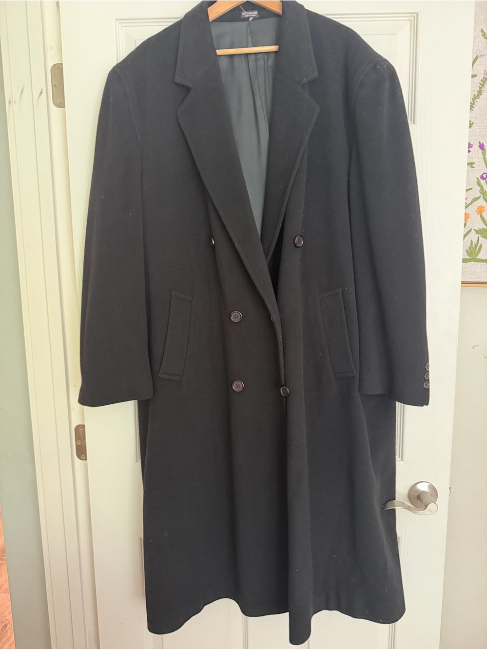 Kasper Black Double-Breasted Pea Coat size XL shoulder to shoulder 22 length 50